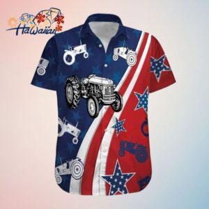 3D Hawaiian Tractors Showcasing Patriotic Colors Stylish Print Trendy Aloha