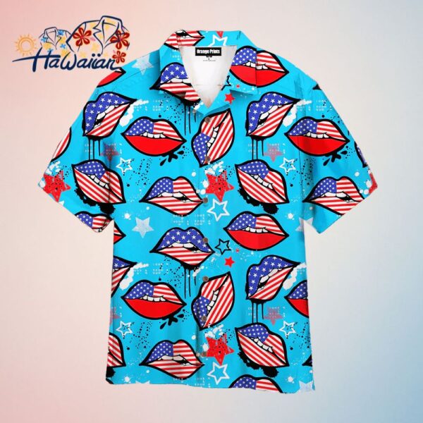 4Th Of July American Sexy Lips Trendy Hawaiian Shirt Trendy Aloha 1