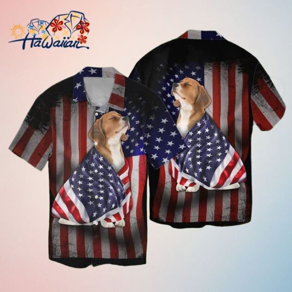 4Th Of July Beagle Dog America For Men And Women Graphic Print Short Sleeve Hawaiian Shirt Trendy