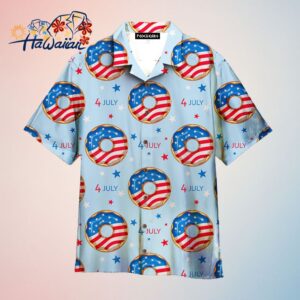 4Th Of July Blue And Red Donuts Trendy Hawaiian Shirt Trendy Aloha