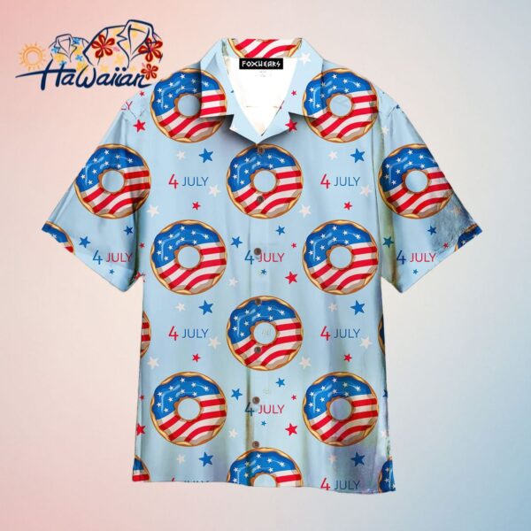 4Th Of July Blue And Red Donuts Trendy Hawaiian Shirt Trendy Aloha