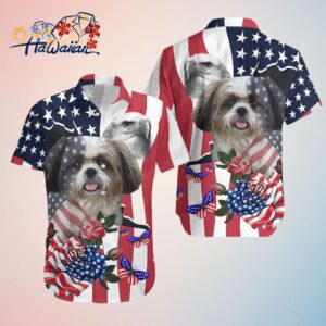 4Th Of July Cute Pet Shih Tzu Independence Day Hawaiian Shirt Trendy Aloha