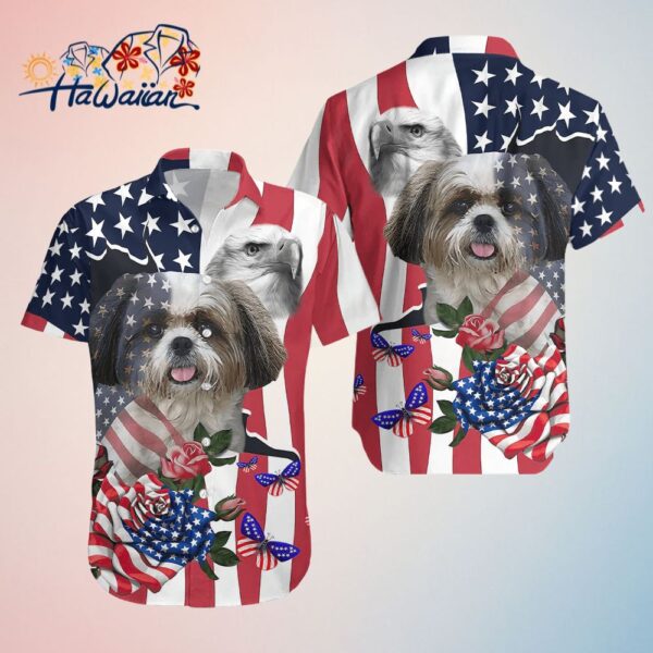 4Th Of July Cute Pet Shih Tzu Independence Day Hawaiian Shirt Trendy Aloha