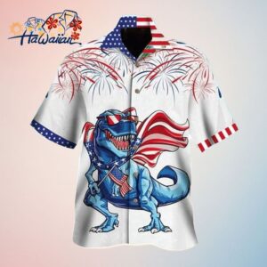 4Th Of July Dinosaurs For Dinosaurs Lovers Hawaiian Shirt Trendy Aloha