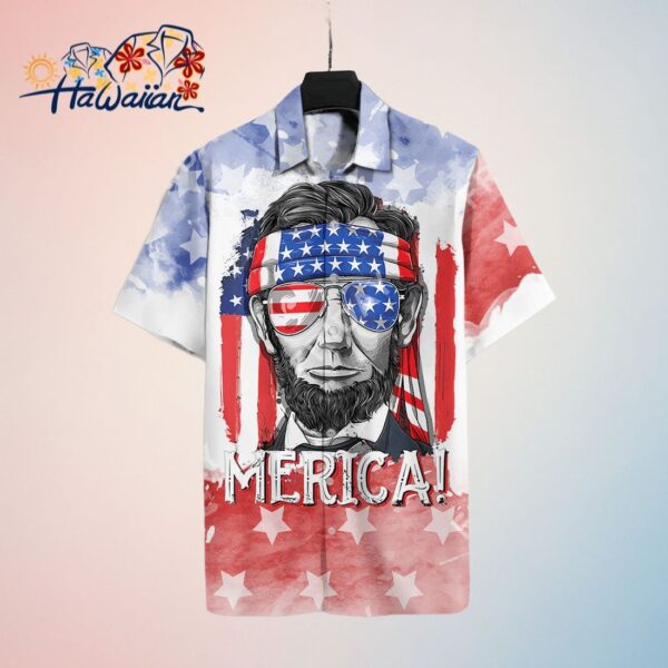 4Th Of July Hawaiian Shirt Lincoln Merica Hawaii Shirt Inependence Day Celebration Aloha Shirt Tre