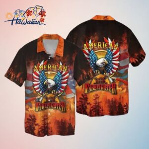 4Th Of July Independence Day American Firefighter Eagle Trendy Hawaiian Shirt Trendy Aloha