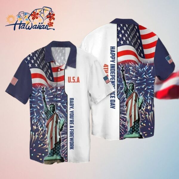 4Th Of July Independence Day American Flag Statue Of Liberty Hawaiian Shirt Trendy Aloha