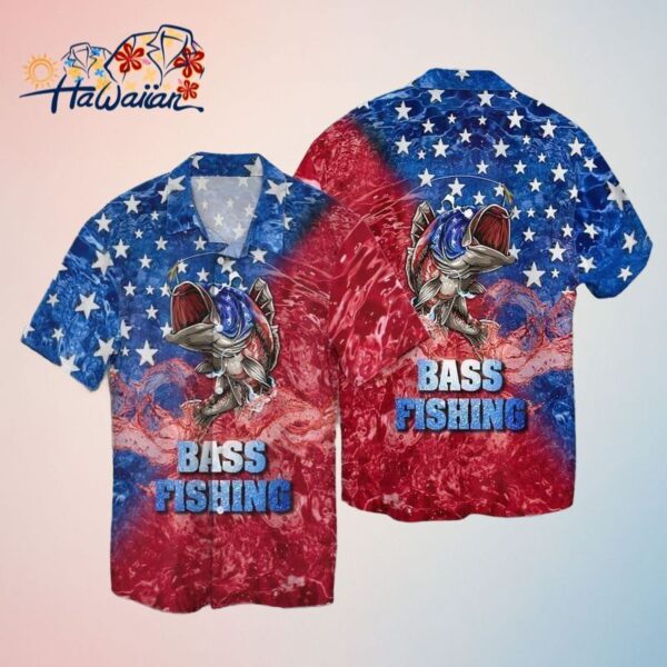4Th Of July Independence Day Bass Fishing American Flag Trendy Hawaiian Shirt Trendy Aloha