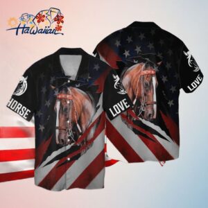 4Th Of July Independence Day Love Horse American Flag Hawaiian Shirt Trendy Aloha