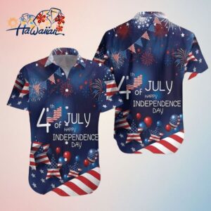 4Th Of July Watercolor Trendy Hawaiian Shirt American Flag Fireworks Trendy Hawaiian Shirt Trendy 1