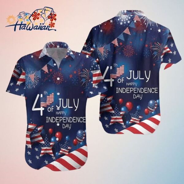 4Th Of July Watercolor Trendy Hawaiian Shirt American Flag Fireworks Trendy Hawaiian Shirt Trendy 1