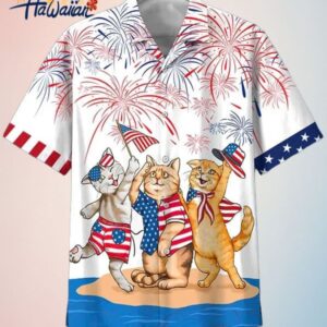4th Of July Cat Hawaiian Shirt Independence Day Trendy Aloha