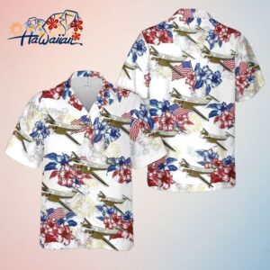 4th of July Trendy Hawaiian Shirt US Army Beechcraft C 12 Huron Aircraft Patriotic Apparel Trendy