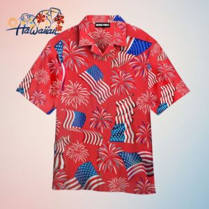 Aloha Shirt Drenched in Patriotic Celebration Design Trendy Aloha