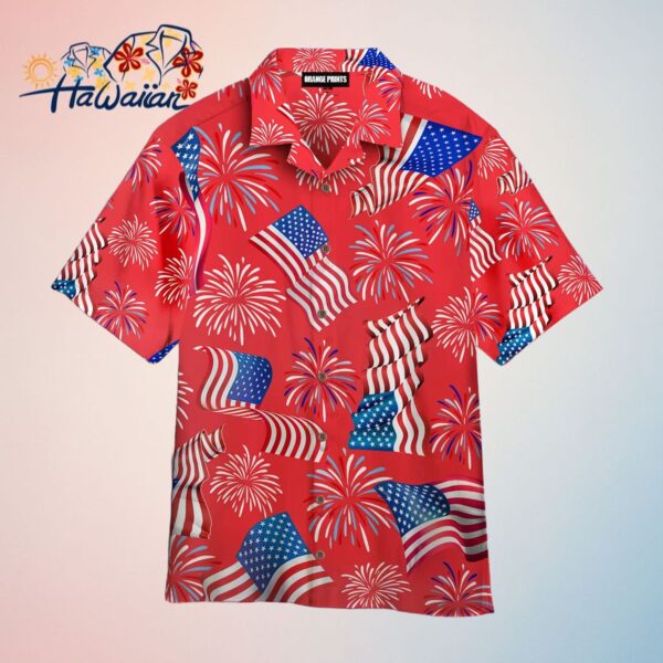 Aloha Shirt Drenched in Patriotic Celebration Design Trendy Aloha