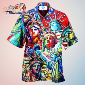 America Colorful Statue Of Liberty Hawaiian Shirt Trendy Aloha Trendy Aloha