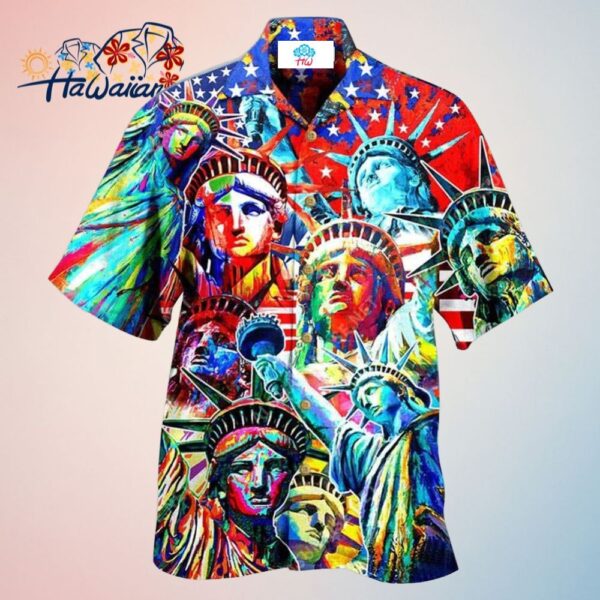 America Colorful Statue Of Liberty Hawaiian Shirt Trendy Aloha Trendy Aloha