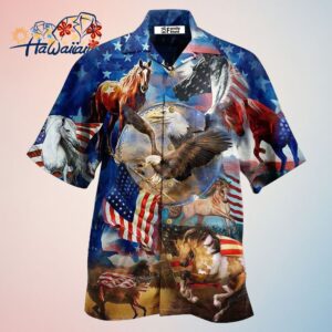America Horse Patriotic America Hawaiian Shirt Trendy Aloha