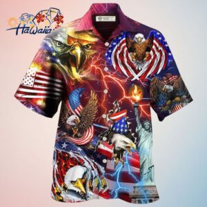 America Independence Day Eagle Lighting Hawaiian Shirt Trendy Aloha Trendy Aloha