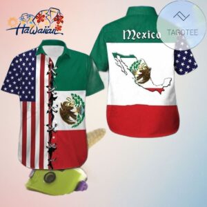 America Mexico Flag United on this Patriotic Hawaiian Shirt Trendy Aloha