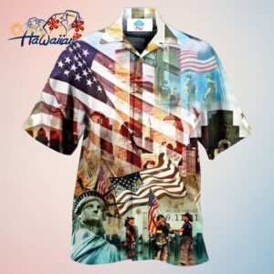 America Never Forgotten Tower Challenge Statue Of Liberty Hawaiian Shirt Trendy Aloha Trendy Alo