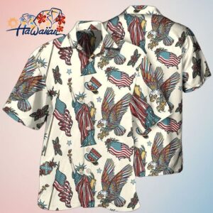 America Symbols Basic Style Trendy Hawaiian Shirt For Men 4Th Of July Shirt Trendy Aloha