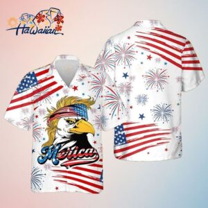 American Eagle Trendy Hawaiian Shirt Cool Usa Eagle Patriotic 4Th Of July Trendy Hawaiian Shirt T