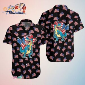 American Flag T Rex Hawaiian Shirt Trendy Aloha