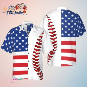 Baseball American Flag Hawaiian Shirt Trendy Aloha
