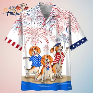 Beagle Patriotic Independence Hawaiian Aloha Shirt Trendy Aloha