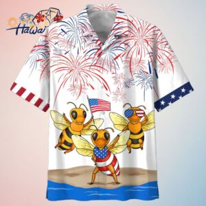 Bees 4Th Of July Trendy Hawaiian Shirt Independence Day Trendy Hawaiian Shirt Usa Patriotic Trend
