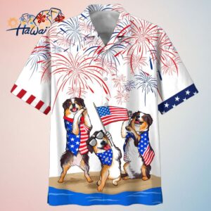 Bernese Mountain Dogs Patriotic Independence Hawaiian Shirt for Men Trendy Aloha