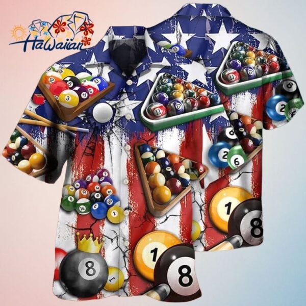 Billiards Aloha Trendy Hawaiian Shirts For Summer America Flag Pattern Independence Day Trendy Hawa