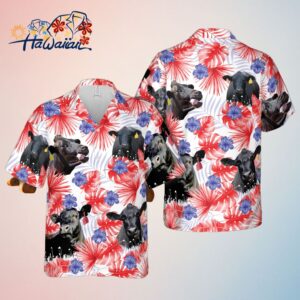 Black Angus In Patriotic Shades 3D Hawaiian Shirt Unique Print Trendy Aloha