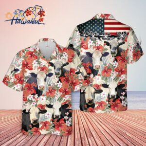 Black Baldy Us Flag Floral Hawaiian Shirt Patriotic Chic Combined Trendy Aloha