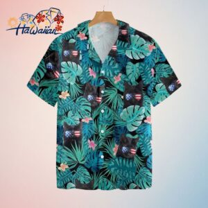 Black Cat Tropical 4Th Of July Trendy Hawaiian Shirt Tropical Flower Trendy Hawaiian Shirt Summer 1
