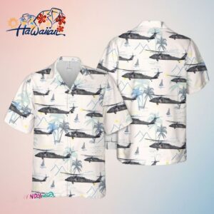 Black Hawk Helicopter Graphic Print Patriotic Hawaiian Summer Shirt Trendy Aloha