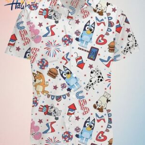 Bluey Hawaii White Shirt 4th Of July Festive Islander Outfit Trendy Aloha