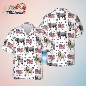 Brahman American Flag Pattern Trendy Hawaiian Shirt Funny Cow Trendy Hawaiian Shirt 4Th Of July Tr