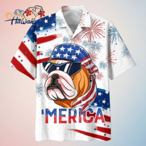 Bulldog Merica Independence Day Usa Flag Trendy Hawaiian Shirt For Men Women 4Th Of July Gift For D