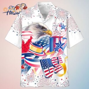 Cool Trendy Hawaiian Shirt With Usa Eagle Independences Day Aloha Short Sleeve Hawaii Shirt For 4Th