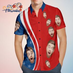 Custom Face 4Th Of July American Flag Patriotic Trendy Aloha Hawaiian Shirts Independence Day Mens