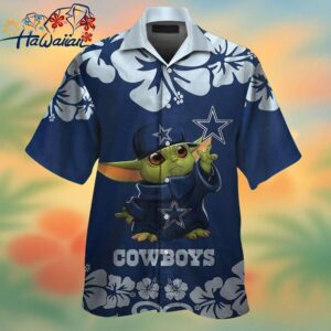 Dallas Cowboys Baby Yoda Short Sleeve Button Up Tropical Hawaiian Shirt Trendy Aloha 1