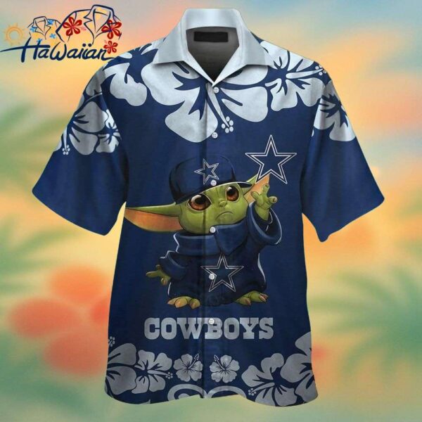 Dallas Cowboys Baby Yoda Short Sleeve Button Up Tropical Hawaiian Shirt Trendy Aloha 1
