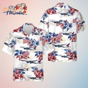 Delta Airlines 767 4Th Of July Trendy Hawaiian Shirt Trendy Aloha