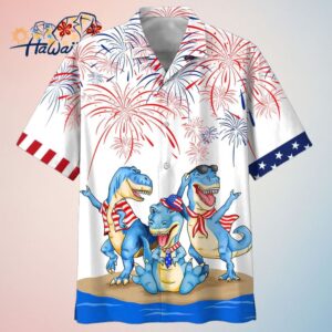 Dinosaur 4Th Of July Trendy Hawaiian Shirt Independence Day Trendy Hawaiian Shirt Usa Patriotic Tr