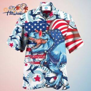 Dinosaur Independence Day Funny Dinosaurus Hawaiian Shirt Trendy Aloha Trendy Aloha