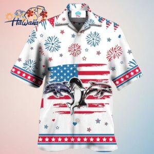 Dolphin Independence Day Funny Dolphin Hawaiian Shirt Trendy Aloha Trendy Aloha
