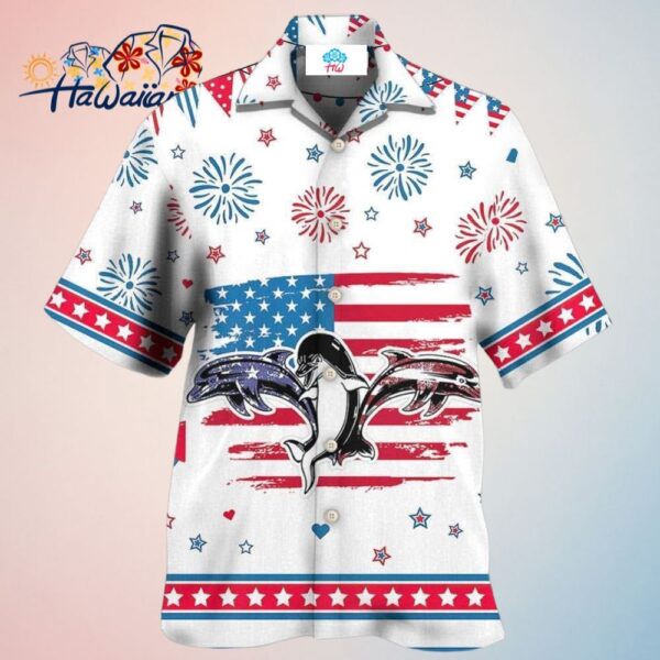 Dolphin Independence Day Funny Dolphin Hawaiian Shirt Trendy Aloha Trendy Aloha