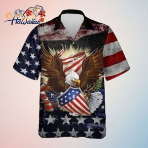 Eagle American Flag Independence Day Patriotic Trendy Hawaiian Shirt Mens Trendy Hawaiian Shirt
